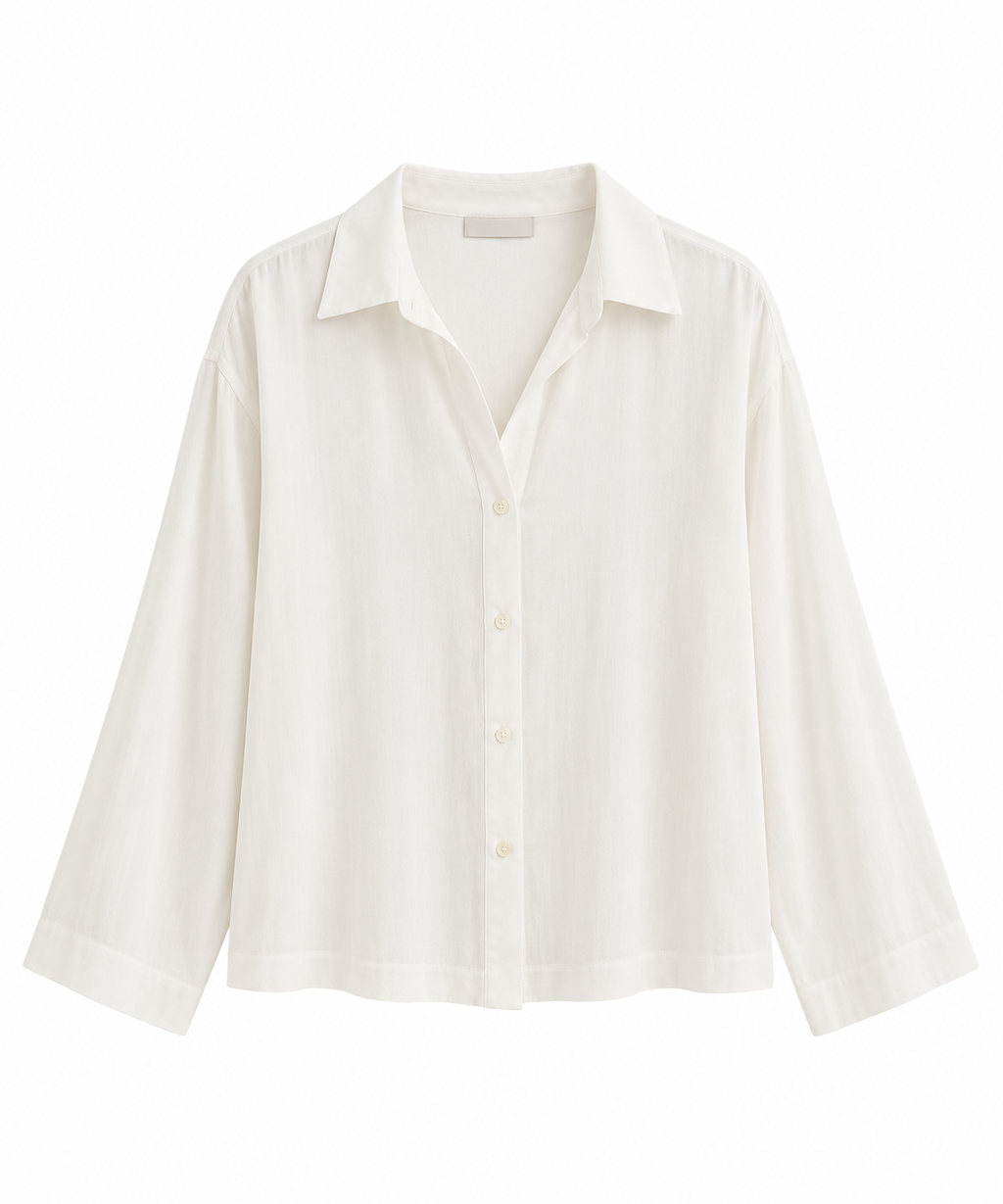 CAMISA MANGA LARGA CUELLO CAMISERO BLANCA