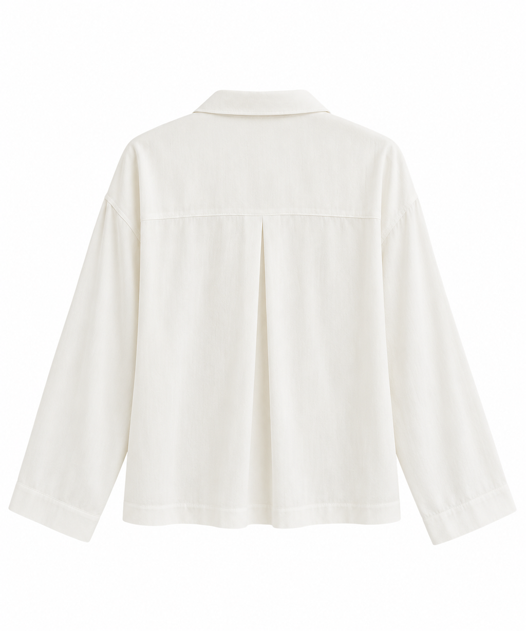 CAMISA MANGA LARGA CUELLO CAMISERO BLANCA