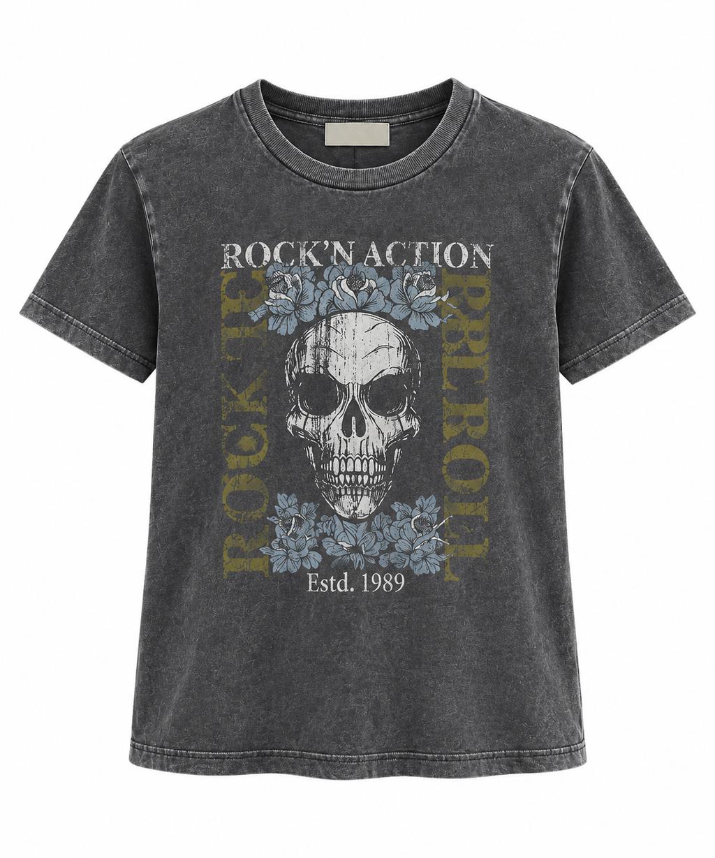 CAMISETA MANGA CORTA PRINT GRIS OSCURO