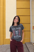CAMISETA PRINT MANGA RENGLANT GRIS OSCURO