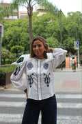 CAMISA BORDADO BICOLOR CRUDO