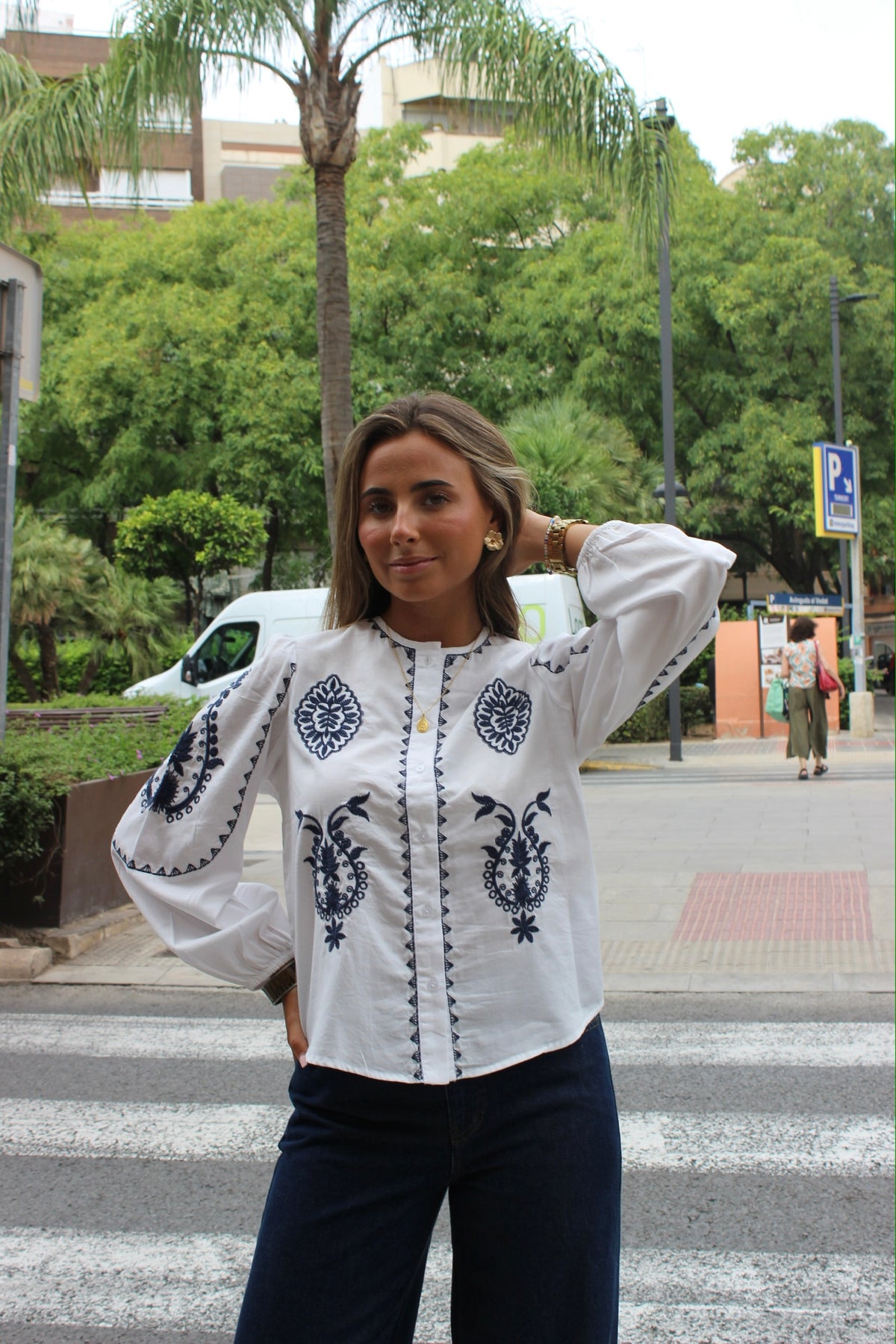 CAMISA BORDADO BICOLOR CRUDO