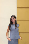 CAMISETA CANALE CON CUELLO REDONDO AZUL INDIGO