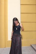 FALDA GALWAY BURGUNDY CHECKS